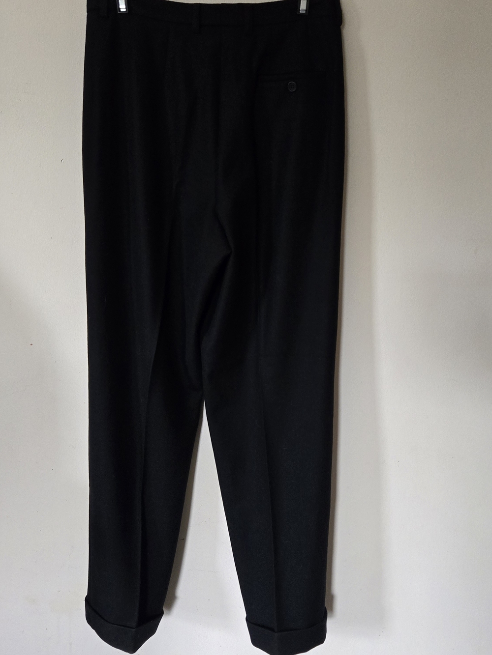 Prada Black Pleated Cuffed Hem Tailored Wool Trousers Size 28 Wool Blend Lined. - Picture 5 of 7